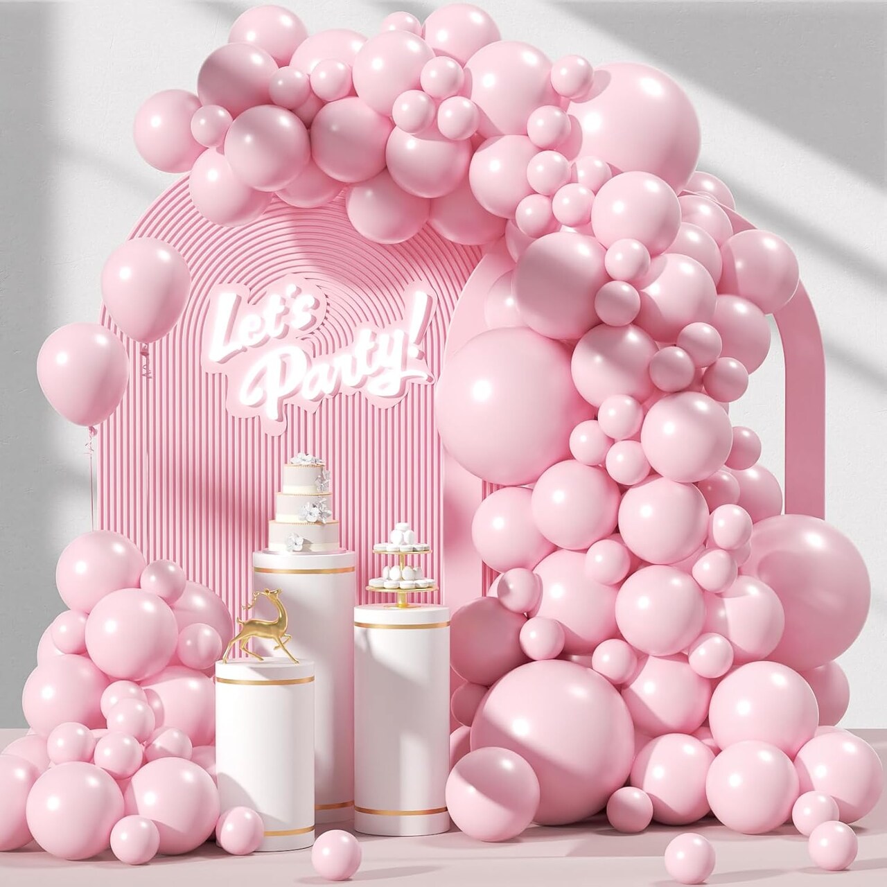 120pcs Light Pink Balloon Arch Kit, 18 12 10 5 inch Pastel Pink Latex Balloons Different Sizes Baby Pink Balloon Garland for Bridal Baby Shower Gender Reveal Party Decorations